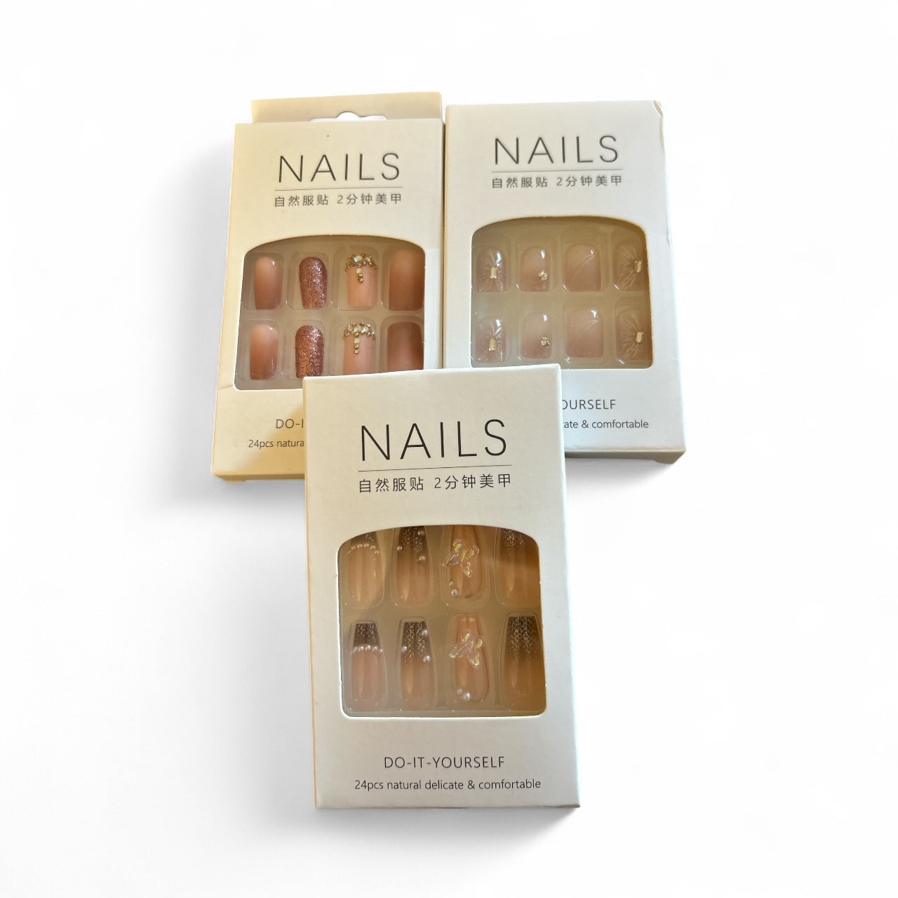 3 sets of 24 pack press on nails