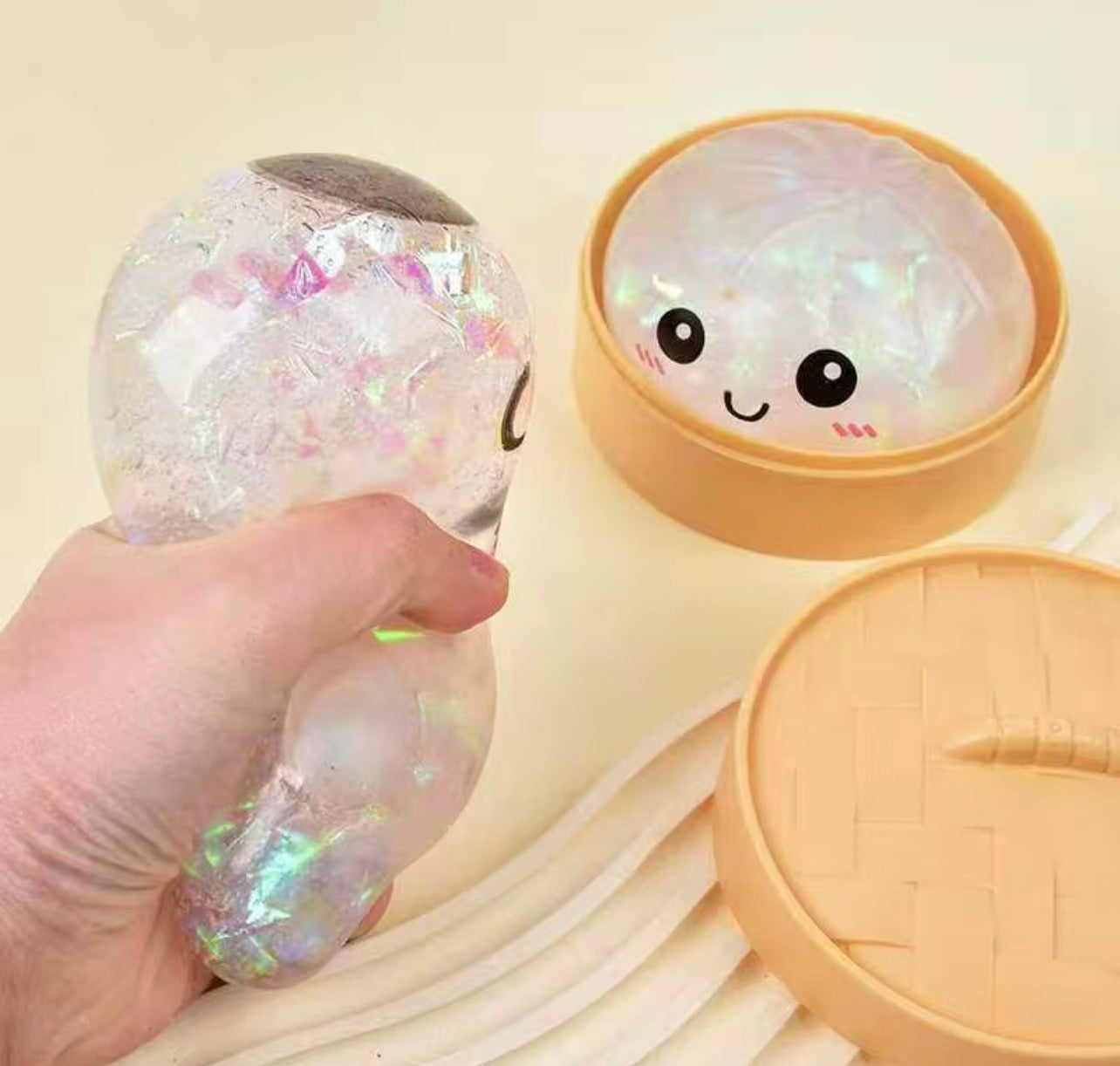 1 Clear Glitter Squishy Dumpling