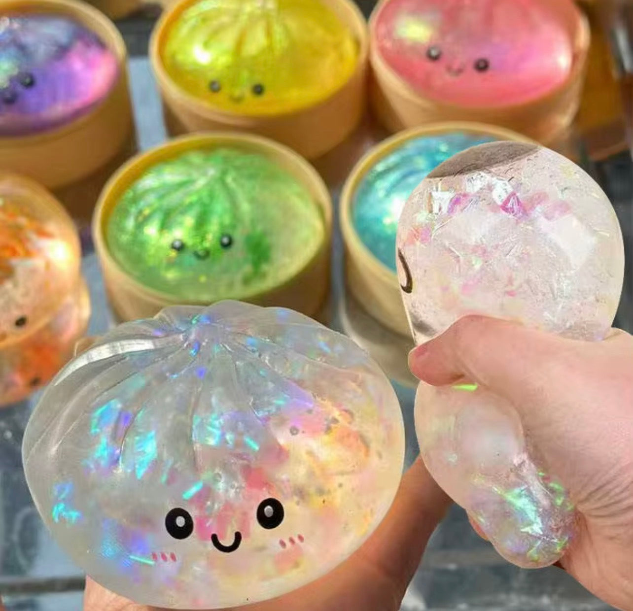 1 Clear Glitter Squishy Dumpling